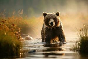 Grizzly bear mother and cubs. HD Quality Razor sharp images. Ai Generative photo