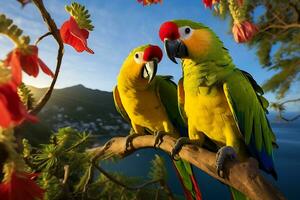 parot en árbol. agudo imágenes ai generativo foto