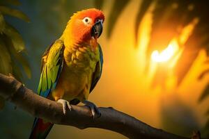 parot en un árbol. agudo imágenes ai generativo foto