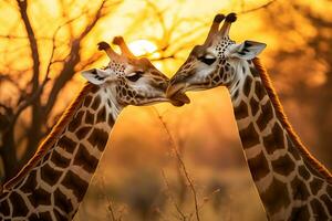 girrafe en selva. hd maquinilla de afeitar agudo imágenes para papel tapiz. ai generativo foto