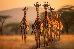 girrafe en selva. hd maquinilla de afeitar agudo imágenes para papel tapiz. ai generativo foto