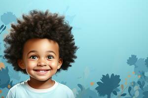 Ai generated studio portrait of cute little african boy on different colour backgrpounds photo