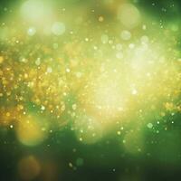 Green-yellow gradient background bokeh effect, splashes, glow. Generative AI photo