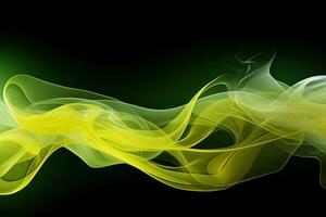 Modern background with smoke effect, color mixing, yellow and green. Generative AI photo