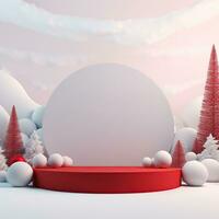 Winter Christmas background stage for product display. Generative AI photo