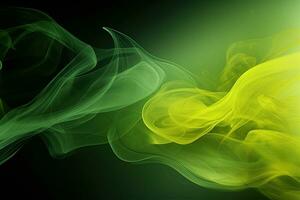 Modern background with smoke effect, color mixing, yellow and green. Generative AI photo