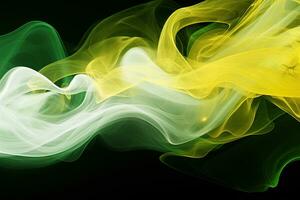 Modern background with smoke effect, color mixing, yellow and green. Generative AI photo