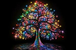 Ai generated Image of christmas celebration tree in modern and classical design in the street and nature and interior photo