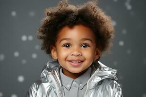 Ai generated studio portrait of cute little african boy on different colour backgrpounds photo