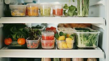 comidas en el refrigerador Fresco y delicioso culinario preservación foto