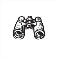 Peer into new horizons with this black and white doodle of vintage binoculars. Unveil hidden wonders and embrace the spirit of exploration. Vector illustration.