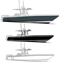 Boat vector, Fishing boat vector line art, and one color