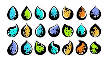 Colorful flat bubble blob fluid water drop icon logo design bundle vector