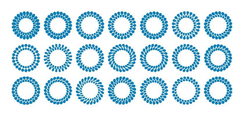 Set of flat circle fluid water drop border frame logo design