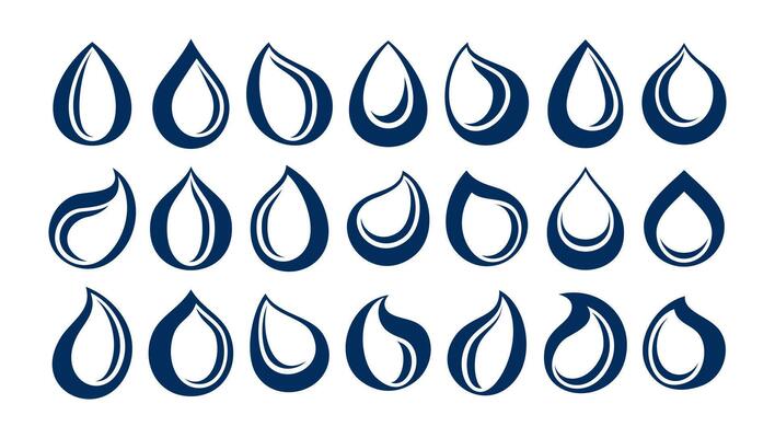 Set of minimalist line swoosh water drop icon logo design