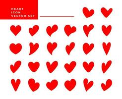 Simple flat heart love icon design set vector