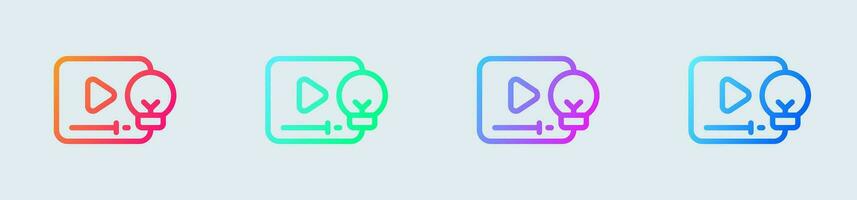 Tutorial line icon in gradient colors. Online learning signs vector illustration.