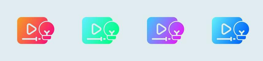 tutorial sólido icono en degradado colores. en línea aprendizaje señales vector ilustración.