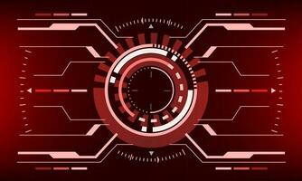 HUD sci-fi interface screen view geometric on red design virtual reality futuristic technology creative display vector