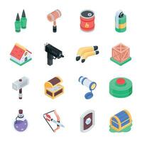 Handy Set of Game Assets Isometric Icons vector