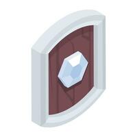 Scalable isometric icon of armour shield vector