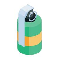 Ready to use isometric icon of hand bomb vector