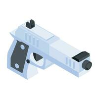 práctico isométrica icono de pistola vector