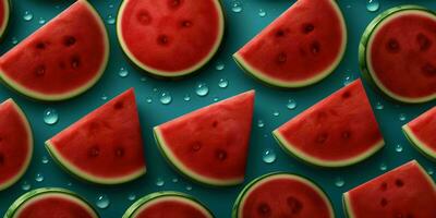 Sliced Watermelons Background. Heap of Watermelons. Generative AI photo