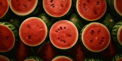 Sliced Watermelons Background. Heap of Watermelons. Generative AI photo