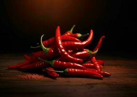 Fresh Red Cayenne Pepper with Water Droplets. Generative AI photo