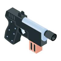 An editable isometric icon of mac gun vector