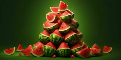 Sliced Watermelons Background. Heap of Watermelons. Generative AI photo