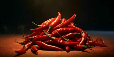 Fresh Red Cayenne Pepper with Water Droplets. Generative AI photo