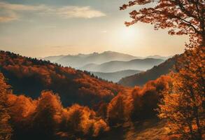 de otoño panorámico paleta follaje en octubre. ai generado contenido foto