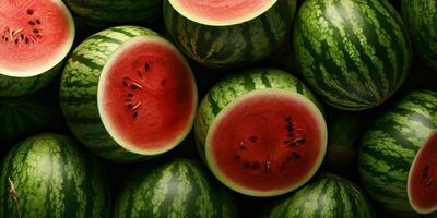 Sliced Watermelons Background. Heap of Watermelons. Generative AI photo