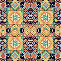 Geometric ethnic pattern, Cross Stitch, Pixel pattern, Design for clothing, fabric, background, wallpaper, wrapping, batik, Knitwear, Embroidery style, Aztec geometric art ornament print vector