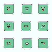 Rectangular emoticons icon set. vector