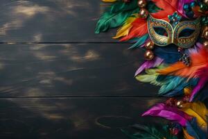 Colorful carnival parade at tropical New Years eve background with empty space for text photo