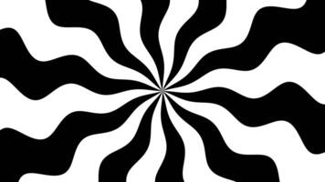 Black White Wavy Radial Lines Spinning Background video