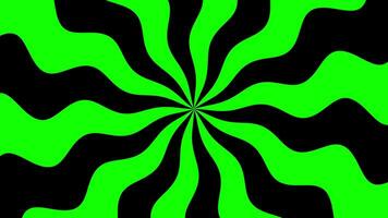 Green Black Wavy Radial Lines Spinning Background video