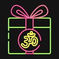 Icon diwali gift. Diwali celebration elements. Icons in neon style. Good for prints, posters, logo, decoration, infographics, etc. vector