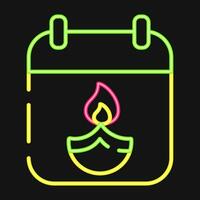 Icon diwali calendar. Diwali celebration elements. Icons in neon style. Good for prints, posters, logo, decoration, infographics, etc. vector