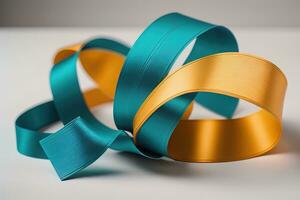 Shiny satin ribbon in brown color isolated on white background. ai generative photo