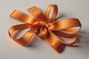 Shiny satin ribbon in brown color isolated on white background. ai generative photo