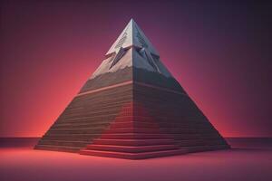 Creative and colorful pyramid on a solid color background. ai generative photo