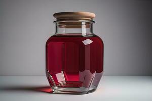 a glass jar on wooden table. ai generative photo