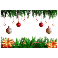 Christmas border frame with ball and light png