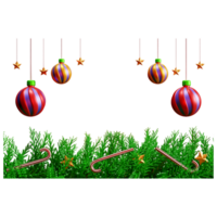 Christmas border frame with ball and light png