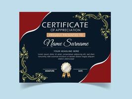 Vector modern certificate of achievement and appreciation template design