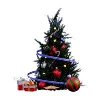 3d Christmas tree with light and ball png